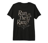 Run The Race Christian Runner Versículo de la Biblia Fe Deporte Camiseta Premium