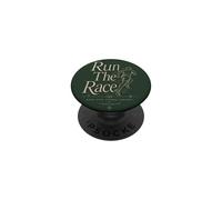 Run The Race Christian Runner Versículo de la Biblia Fe Deporte PopSockets PopGrip Adhesivo
