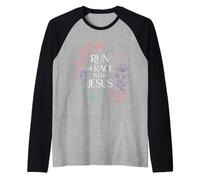 Run The Race with Jesus Fe del Corredor Cristiano - Camiseta Manga Raglan