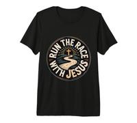 Run The Race with Jesus Fe del Corredor Cristiano |- Camiseta Premium