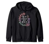 Run The Race with Jesus Fe del Corredor Cristiano - Sudadera con Capucha