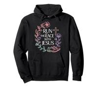 Run The Race with Jesus Fe del Corredor Cristiano - Sudadera con Capucha