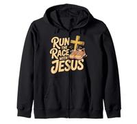 Run The Race with Jesus Fe del Corredor Cristiano - Sudadera con Capucha