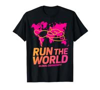 Run The World Global Community Design - Mapa Rosa Camiseta