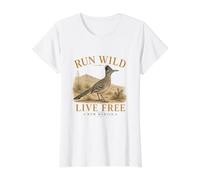 Run Wild Live Free Nuevo México Camiseta gráfica económica, Mujer, Blanco, M