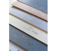 RUN2PRINT Paquete de 36 tarjetas de agradecimiento con sobres y calcomanías de aluminio, elegante estampado de lámina dorada en relieve azul polvoriento, notas en blanco para bodas, novias, baby