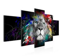 Runa Art animales Multicolor León Cuadro Lienzo no Tejido 5 Piezas Street Art Grafiti Negro Dormitorio Corredor 040853a