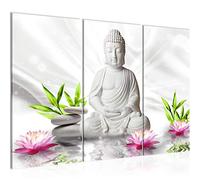 Runa Art Buda Feng Shui Cuadro Decorativo para Sala XXL Vistoso Bienestar Spa 120 x 80 cm 3 Piezas Decoración de Pared 011631c