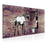 Runa Art Cuadro Decorativo Banksy Lavado Cebra 1 Parte Moderno Cuadro Lienzo no Tejido para Sala Arte Urbano Marrón 012912b
