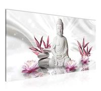 Runa Art Cuadro Decorativo Buda Feng Shui 1 Parte Moderno Cuadro Lienzo no Tejido para Sala Bienestar Zen Gris Rosado 011612a
