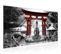 Runa Art Cuadro Decorativo Feng Shui Buddha 1 Parte Moderno Cuadro Lienzo no Tejido para Sala zen Gris rojo 036412c