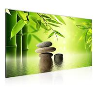 Runa Art Cuadro Decorativo Feng Shui Piedras 1 Parte Moderno Cuadro Lienzo no Tejido para Sala Bambú Spa Verde 501912a