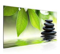 Runa Art Cuadro Decorativo Feng Shui Piedras 1 Parte Moderno Cuadro Lienzo no Tejido para Sala Zen Spa Verde 501112a