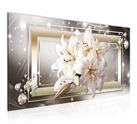 Runa Art Cuadro Decorativo Flores Lirios 1 Parte Moderno Cuadro Lienzo no Tejido para Sala Diamante Beige Marrón 021712a