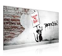 Runa Art Cuadro Decorativo Grafiti Banksy 1 Parte Moderno Cuadro Lienzo no Tejido para Sala Street Art Negro Gris Rojo 040412c