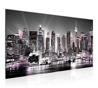 Runa Art Cuadro Decorativo New York 1 Parte Moderno Cuadro Lienzo no Tejido para Sala Horizonte Rosa Gris 605512b
