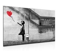 Runa Art Cuadro Moderno Banksy Globo Chica - 100% Made In Germany - Arte Urbano Rojo Sala 301614a