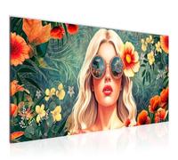 Runa Art Cuadro Moderno Flores 100l x 40an cm Cuadro moderno sobre lienzo no tejido Verde Salón Dormitorio Oficina Flores 060012a