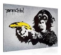 Runa Art Cuadro Moderno Mono Con Pistola Plátano - 100% Made In Germany - Arte Urbano Gris Sala 302815a