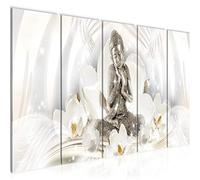 Runa Art Cuadro XXL Buda Feng Shui 200 x 80 cm Beige 5 Piezas - Made in Germany - 016455b