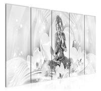 Runa Art Cuadro XXL Buda Feng Shui 200 x 80 cm Negro Blanco 5 Piezas - Made in Germany - 016455c