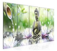 Runa Art Cuadro XXL Feng Shui Buda 200 x 80 cm Verde 5 Piezas - Made in Germany - 018255a