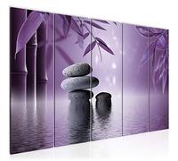 Runa Art Cuadro XXL Feng Shui Piedras 200 x 80 cm Púrpura Violeta 5 Piezas - Made in Germany - 501955c