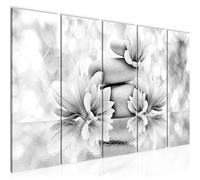 Runa Art Cuadro XXL Flor Feng Shui 200 x 80 cm En Blanco Y Negro 5 Piezas - Made in Germany - 505855c