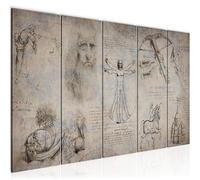 Runa Art Cuadro XXL Leonardo Da Vinci 200 x 80 cm Marrón 5 Piezas - Made in Germany - 008955b