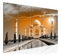 Runa Art Cuadro XXL Taj Mahal India 200 x 80 cm Amarillo 5 Piezas - Made in Germany - 600555b