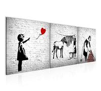 Runa Art - Cuadros Banksy Street Art 120 x 40 cm Cuadro in Lienzo no Tejido Rojo gris Moderno Decoración de Pared 029233c