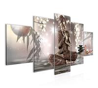 Runa Art Cuadros Buda Feng Shui 5 Piezas Lienzo no Tejido Decoracion Sala Spa Zen Beige 503452a