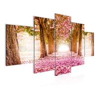 Runa Art - Cuadros Decorativos Bosque paisaje 200 x 100 cm 5 Piezas XXL Decoracion de Pared Diseño Rosado 605651a