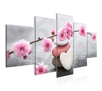 Runa Art - Cuadros Decorativos Feng Shui Flor 200 x 100 cm 5 Piezas XXL Decoracion de Pared Diseño Rosado 500151a