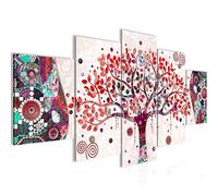 Runa Art - Cuadros Decorativos Gustav Klimt Árbol De La Vida 200 x 100 cm 5 Piezas XXL Decoracion de Pared Diseño Rosado 004651c