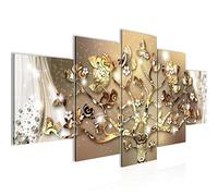 Runa Art - Cuadros Decorativos Gustav Klimt Árbol De La Vida 200 x 100 cm 5 Piezas XXL Decoracion de Pared Diseño Oro 022251a