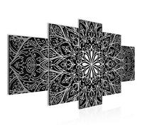Runa Art - Cuadros Decorativos Mandala Abstracto 200 x 100 cm 5 Piezas XXL Decoracion de Pared Diseño Negro Blanco Gris 107451c