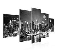 Runa Art - Cuadros Decorativos New York 200 x 100 cm 5 Piezas XXL Decoracion de Pared Diseño Negro y Blanco 605251c