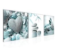 Runa Art - Cuadros Feng Shui Piedras 120 x 40 cm Cuadro in Lienzo no Tejido Turquesa Gris Moderno Decoración de Pared 501633b