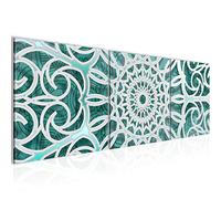 Runa Art - Cuadros Mandala Abstracto 120 x 40 cm Cuadro in Lienzo no Tejido Turquesa Gris Moderno Decoración de Pared 109633b