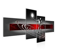 Runa Art Figuras abstractas Cuadro Moderno - 100% Made In Germany - Pareja amorosa Gris rojo 4 Piezas 301242a