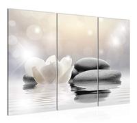 Runa Art Flores Tulipanes Cuadro Decorativo para Sala XXL Gris Spa Zen 120 x 80 cm 3 Piezas Decoración de Pared 506031a