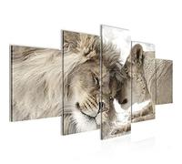 Runa Art Leones Amor Cuadro Lienzo no Tejido 5 Piezas León y Leona Beige Dormitorio Corredor 002153b