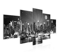 Runa Art New York Cuadro Lienzo no Tejido 5 Piezas Horizonte Negro y Blanco Dormitorio Corredor 605253c