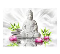 Runa Art Papel tapiz fotográfico 396 x 280 cm flores Buda Zen | Lana Decoración De Pared Sala Cuarto | Fabricación alemana | Blanco Rosa Verde 9289012c