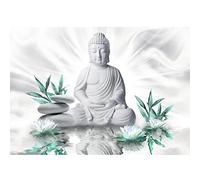 Runa Art Papel tapiz fotográfico 396 x 280 cm flores Buda Zen | Lana Decoración De Pared Sala Cuarto | Fabricación alemana | blanco de la turquesa 9289012b
