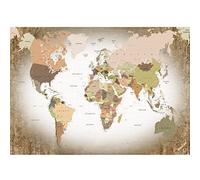 Runa Art Papel tapiz fotográfico 396 x 280 cm mapa del mundo | Lana Decoración De Pared Sala Cuarto | Fabricación alemana | marrón 9457012b