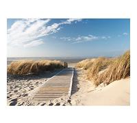 Runa Art Papel tapiz fotográfico 396 x 280 cm Playa y mar | Lana Decoración De Pared Sala Cuarto | Fabricación alemana | marrón azul 9008012b