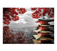 Runa Art Papel tapiz fotográfico Japón Moderna Lana Sala Cuarto Salón - Made in Germany - Rojo gris 9242010a