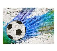 Runa Art Papel tapiz fotográfico muro de piedra de fútbol Moderna Lana Sala Cuarto Salón - Made in Germany - azul verde 9021010a